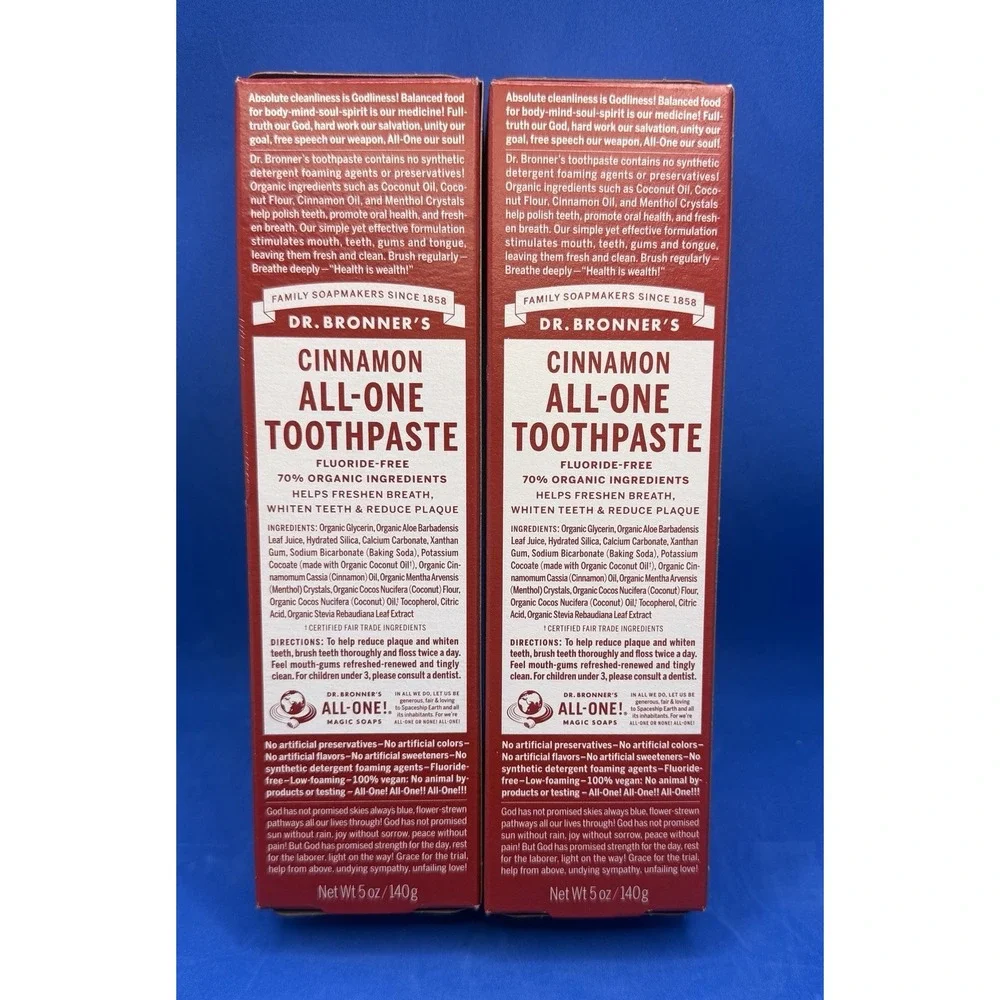 Dr Bronner's Cinnamon Organic All-One Toothpaste 5 oz ( 2 PACK )